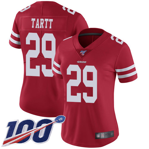 San Francisco 49ers Limited Red Women Jaquiski Tartt Home NFL Jersey #29 100th Season Vapor Untouchable